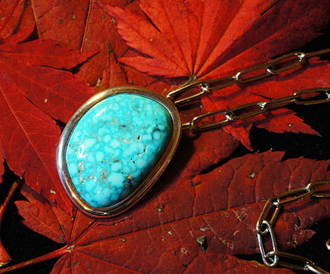 Natural turquoise pendant head from Kingman, Arizona