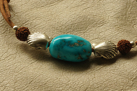 Sleeping Beauty & Rudraksha & Silver shell necklace
